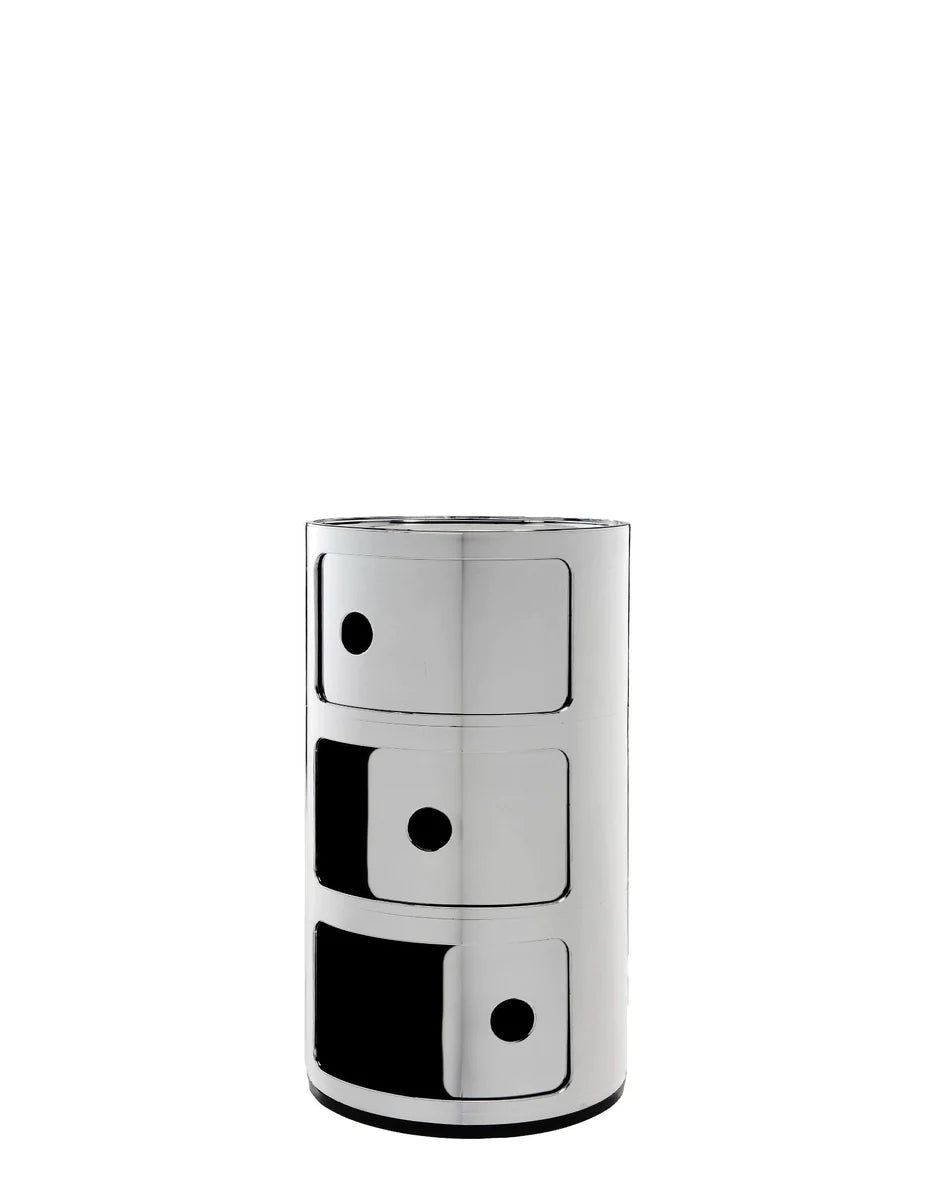 Kartell Componibili Metal Container 3 Elements, Chromed