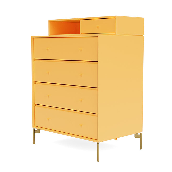 Montana Keep Chest Of Drawers With Legs, Acacia/Brass