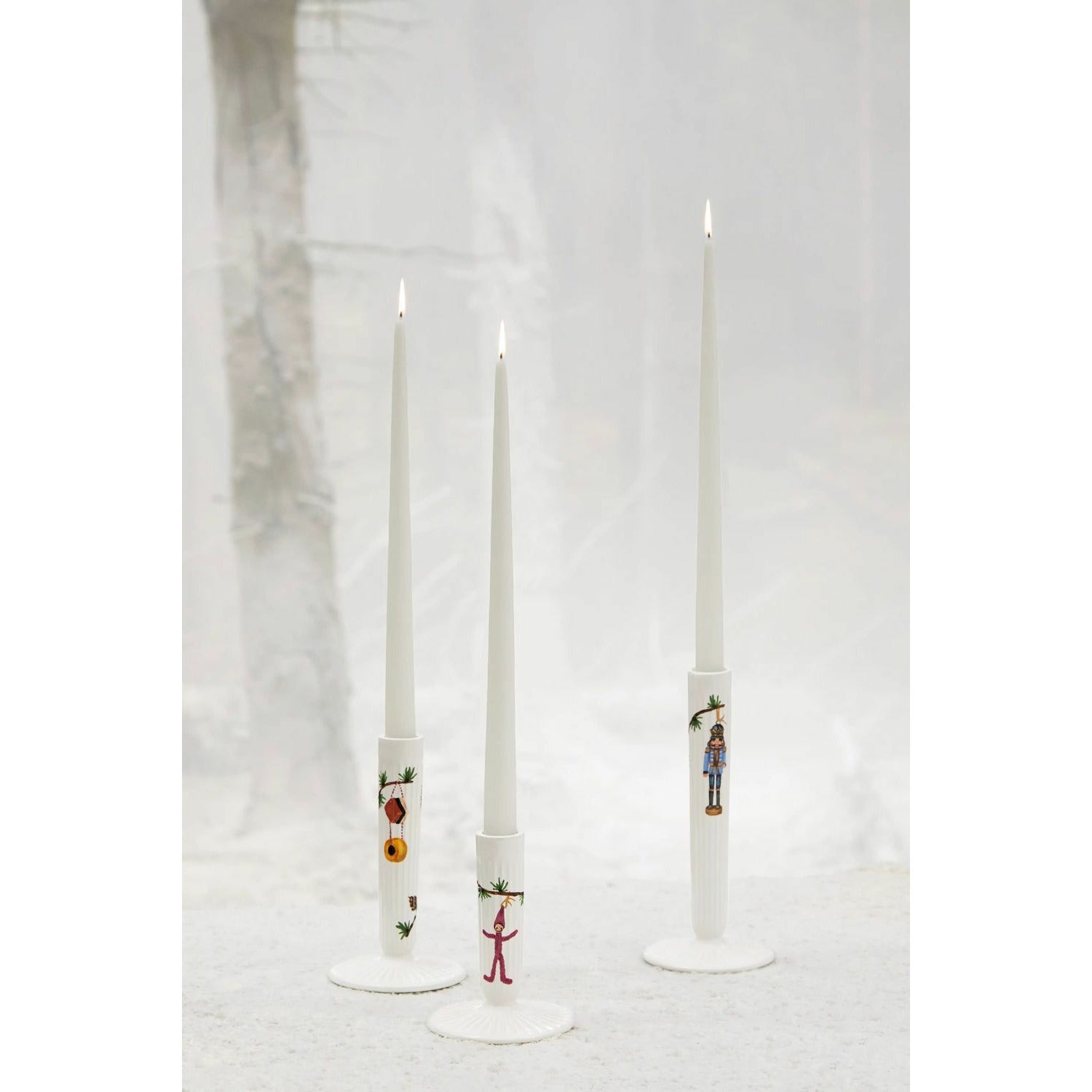 Kähler Hammershøi Christmas Candlestick 20 cm, bílá s dekorací
