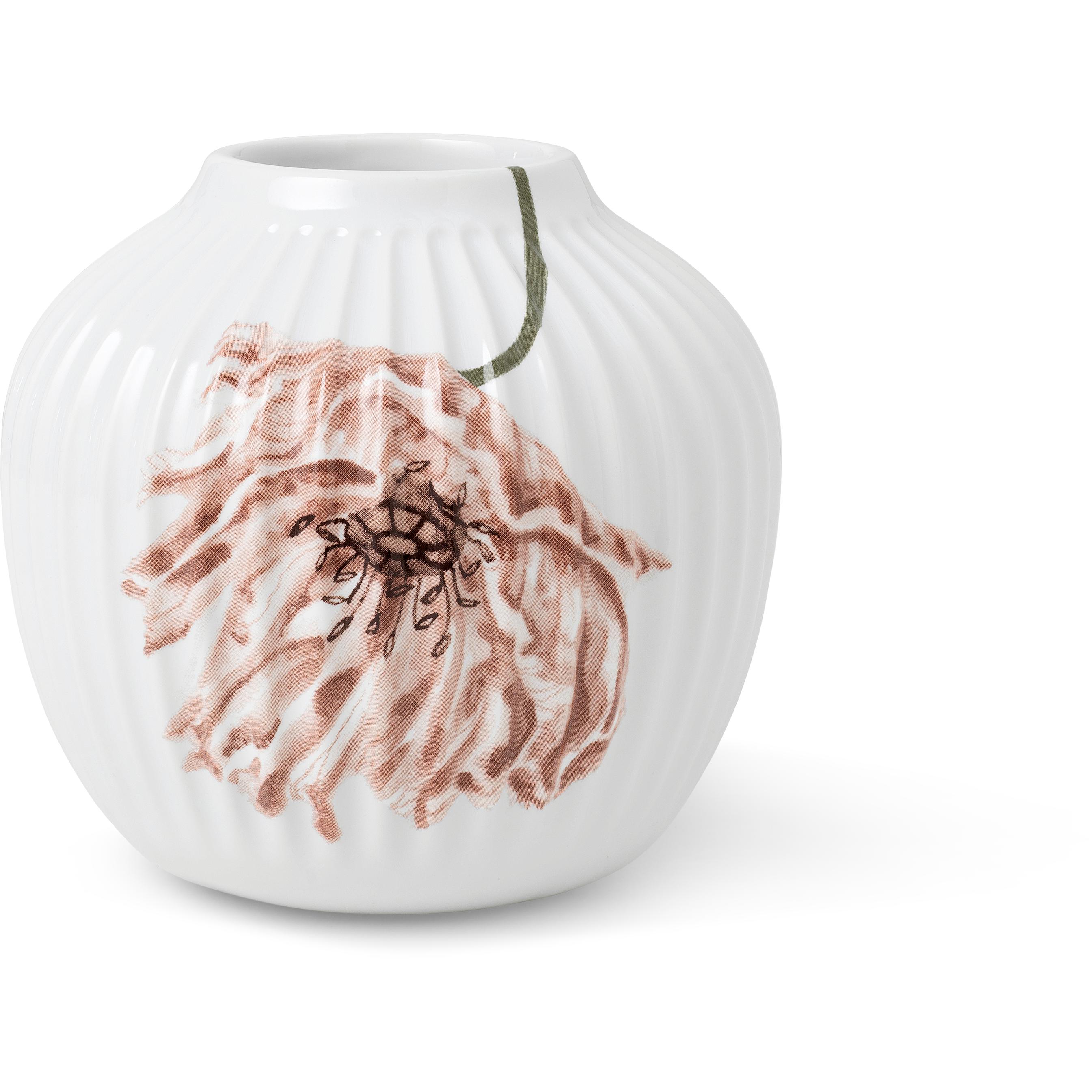 Kähler Hammershøi Poppy Vase 13 cm, bílá s dekorací