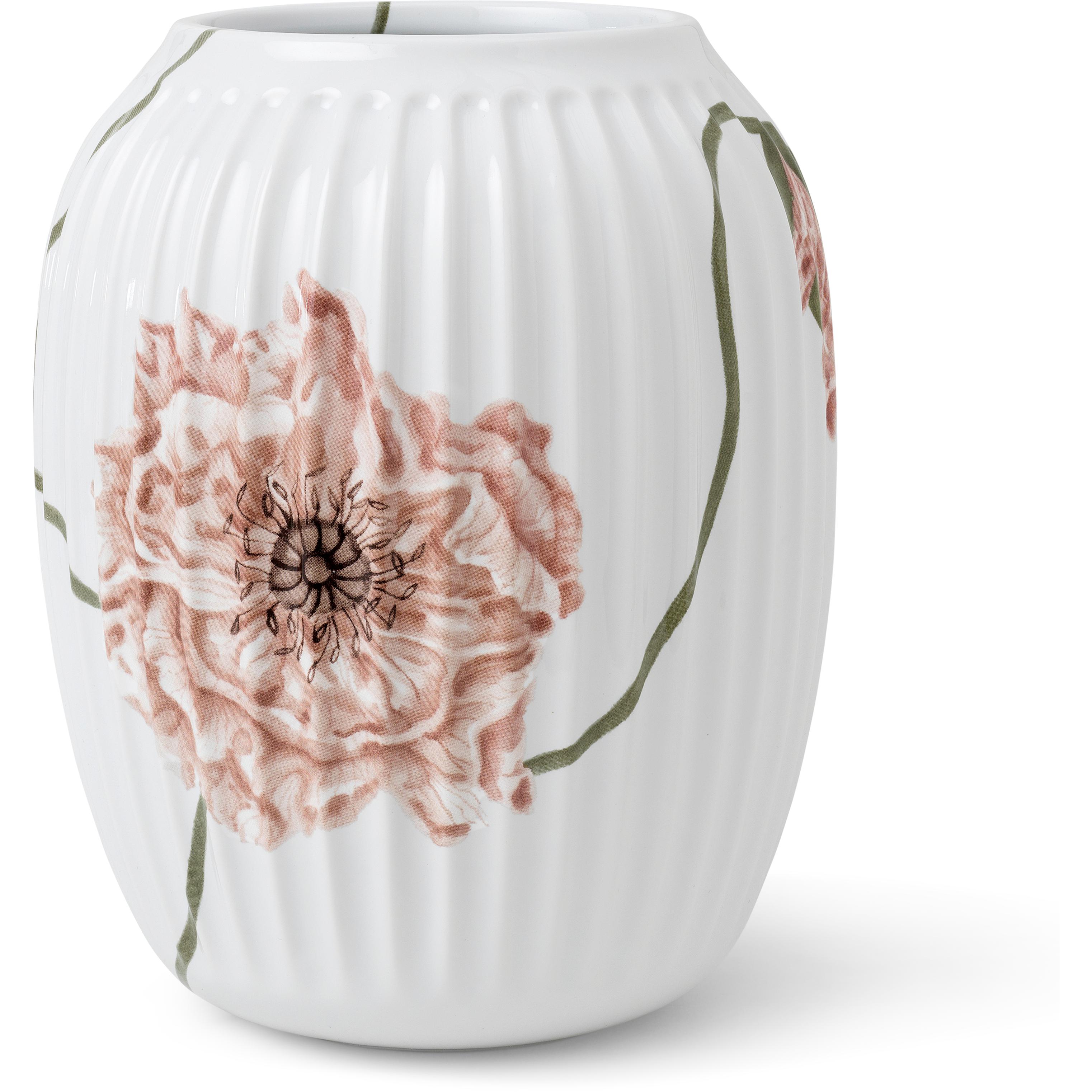 Kähler Hammershøi Poppy Vase 21 cm, bílá s dekorací
