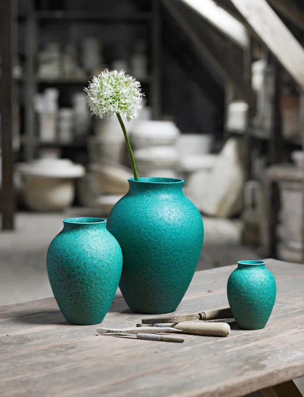 Knabstrup Keramik Vase H 27 Cm, Mint Green