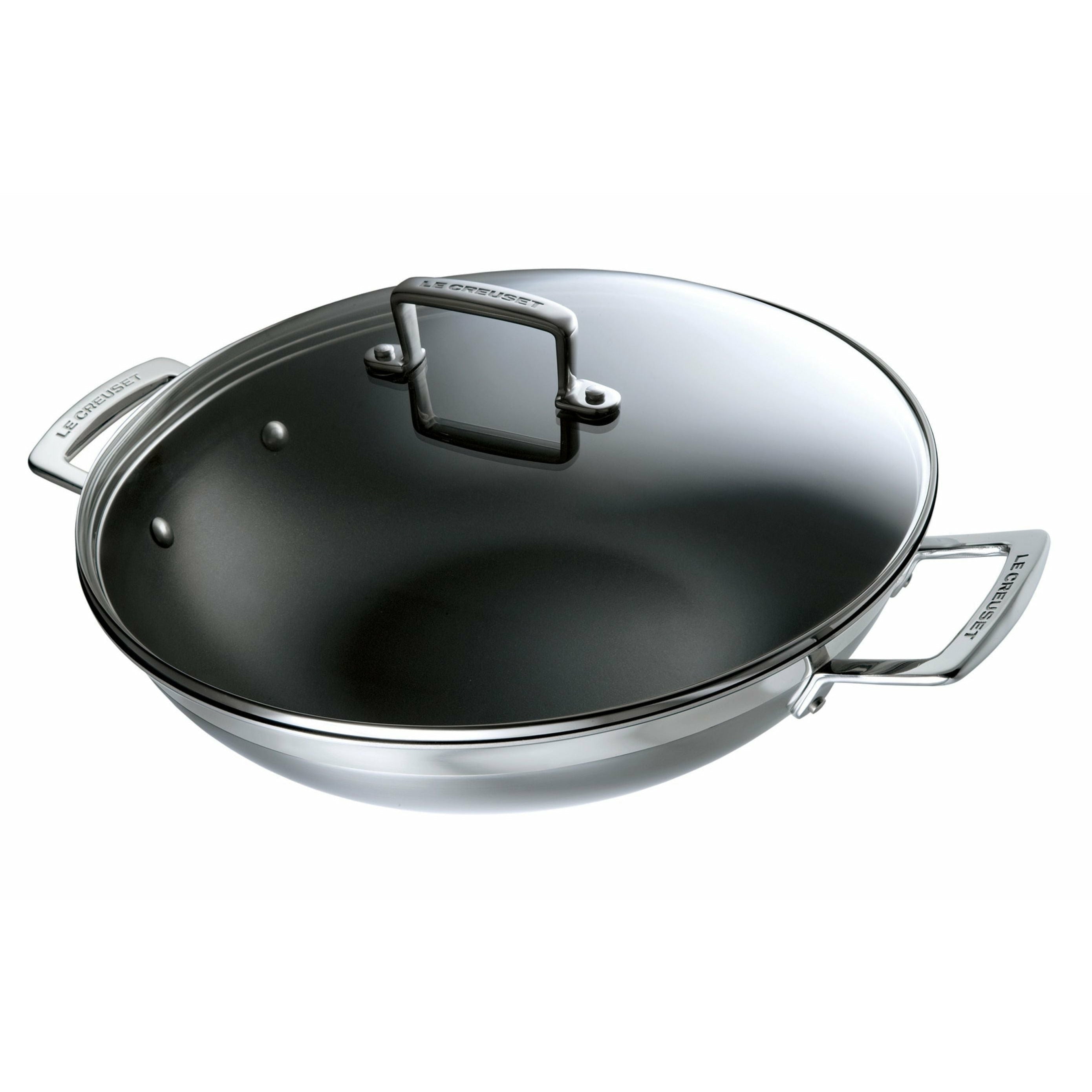 Le Creuset 3 vrstva z nerezové oceli non -lis wok se skleněným víkem 4,3 l, 30 cm