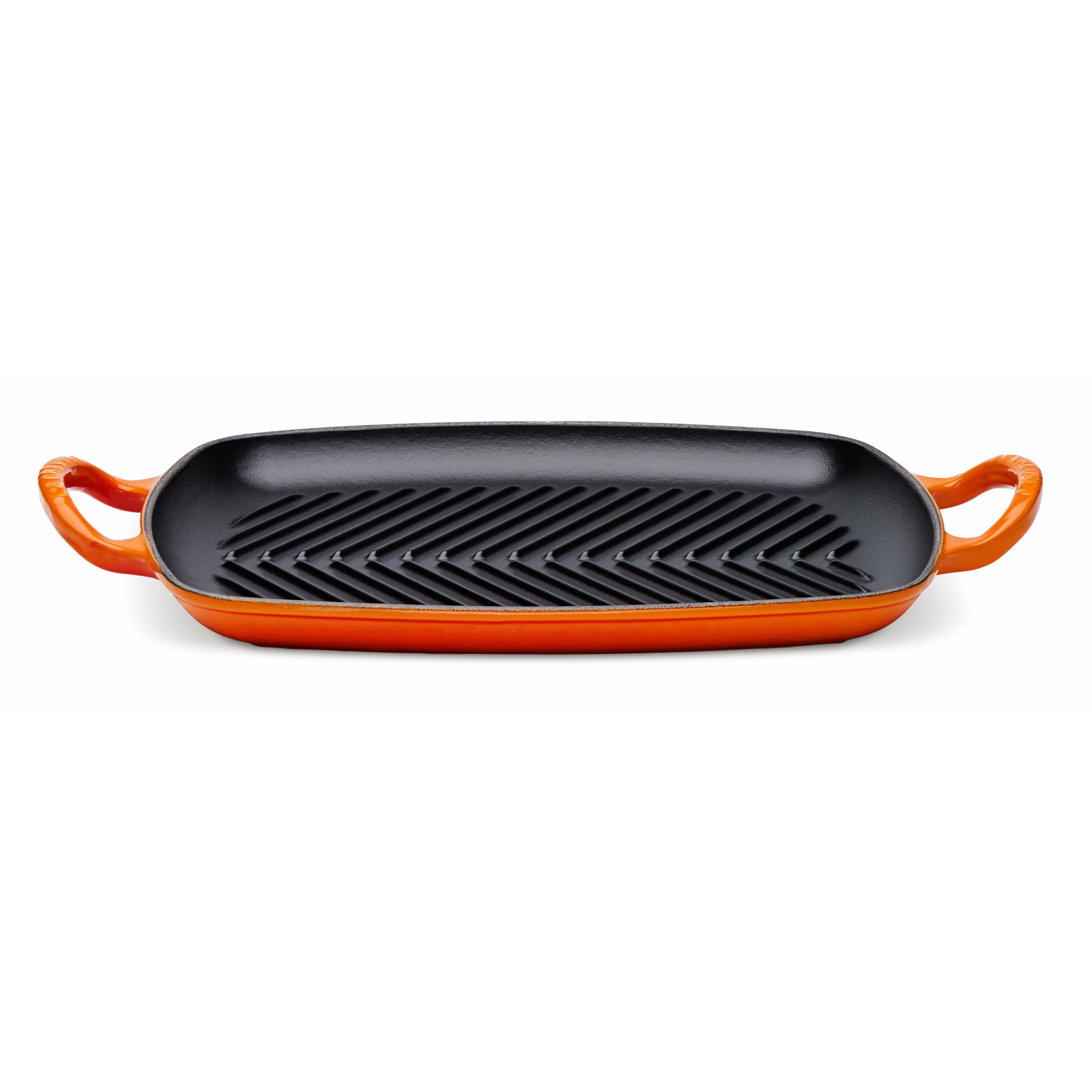 Le Creuset Nature Flat Rectangular Grill Plate 30 Cm, Oven Red