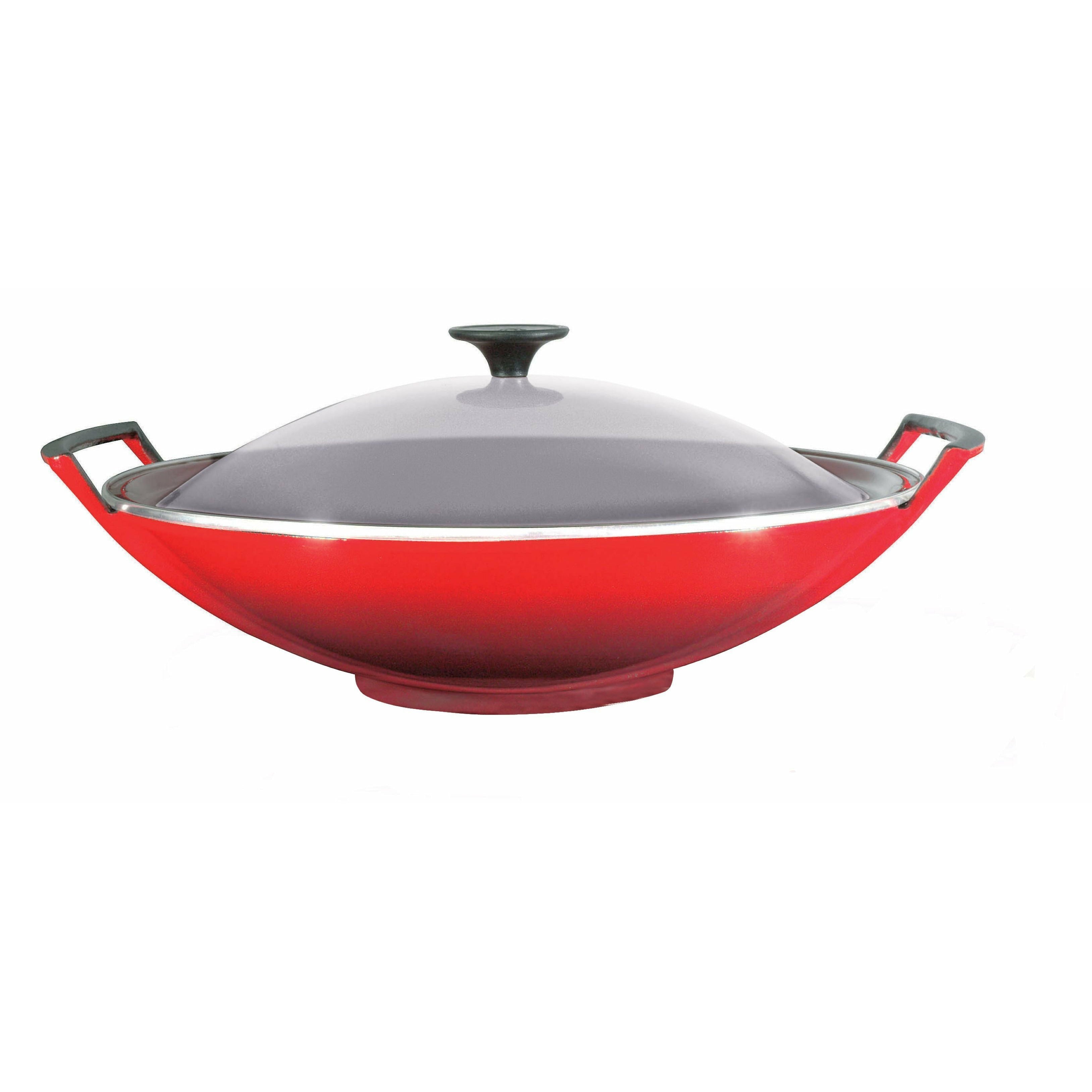Le Creuset wok se sklem víkem 36 cm, třešňová červená