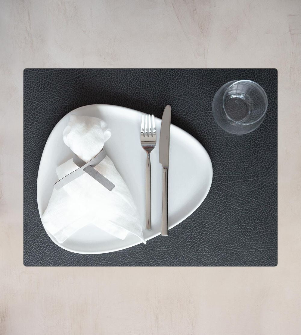 Lind Dna Square Placemat Hippo Leather L, Black Anthracite