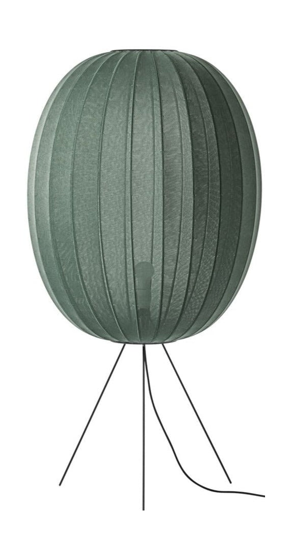 Vyrobeno ručně pleteným vtipem 65 vysoko oválné podlahové lampy médium, tvídově zelená