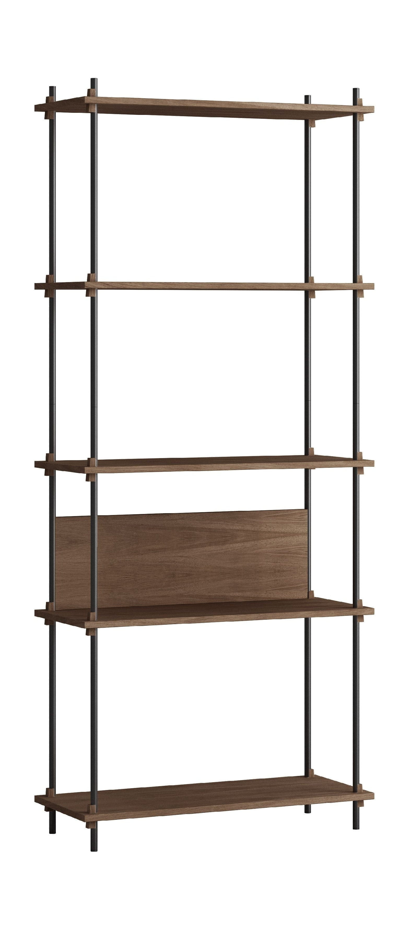 Moebe Shelving System S.200.1.A, uzený dub/černá