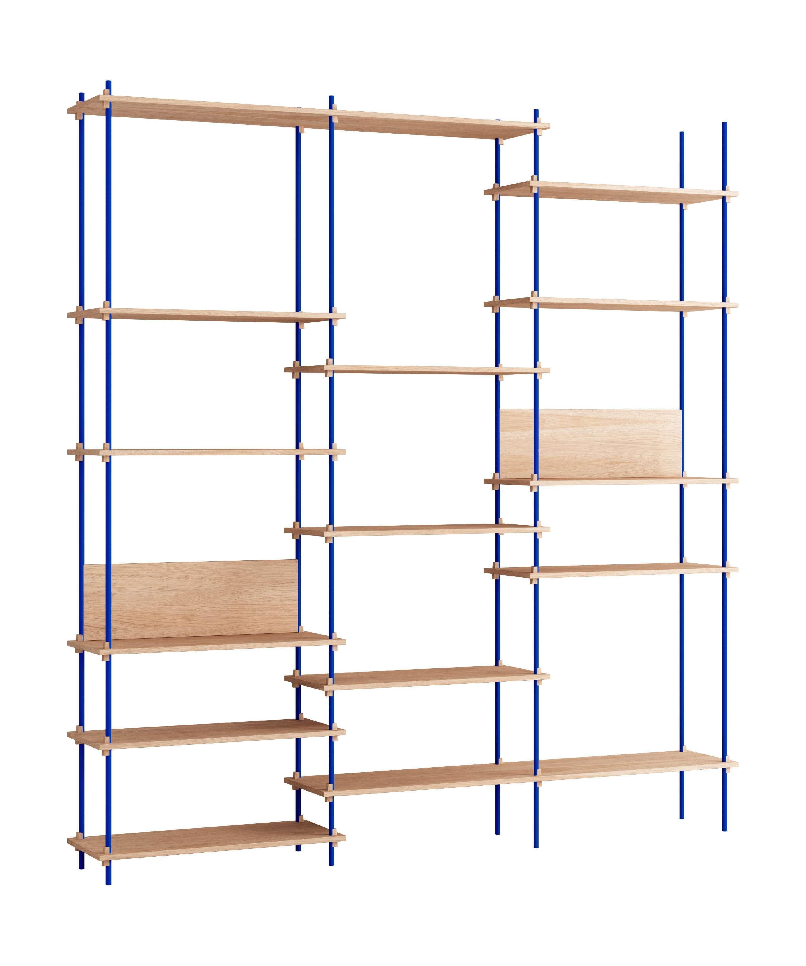 Moebe Shelving System S.255.3.A, Oak/Deep Blue