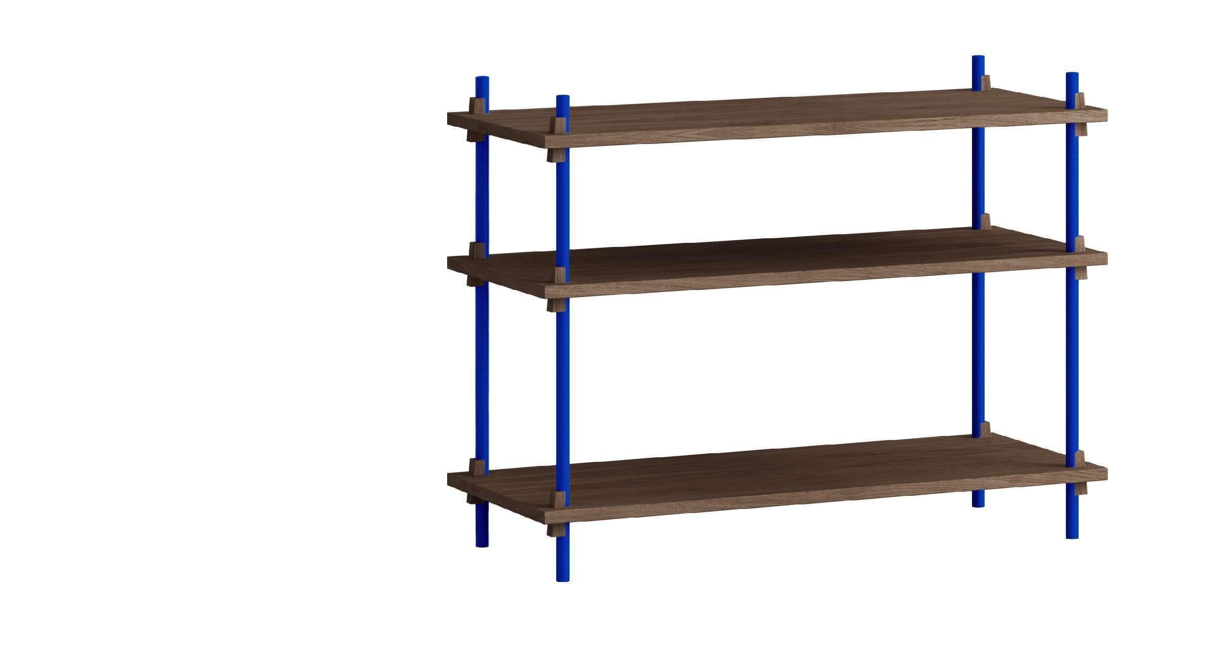 Moebe Shelving System S.65.1.A, Smoked Oak/Deep Blue