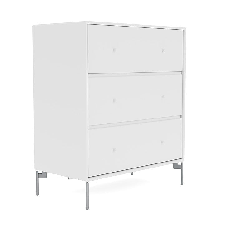 Montana Carry Dresser With Legs, Snow White/Matt Chrome