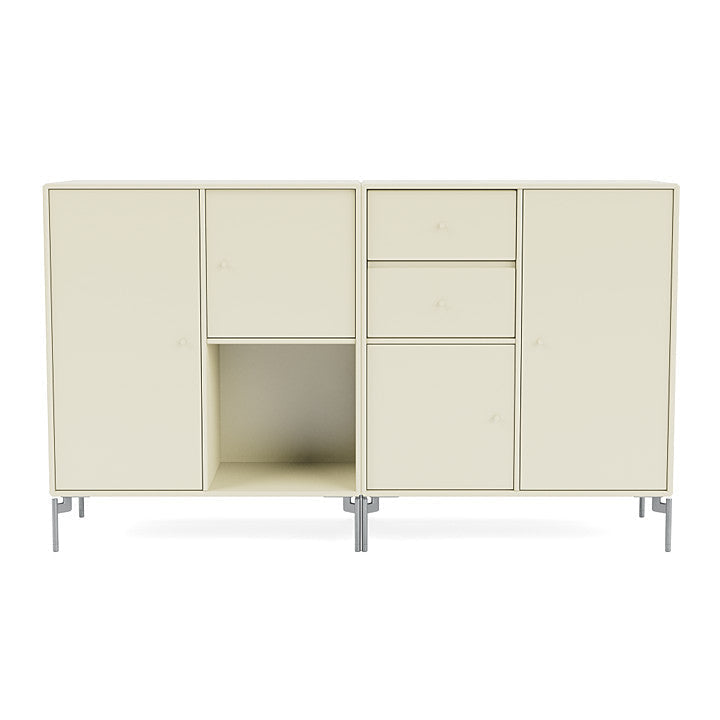 Montana Couple Sideboard With Legs, Acacia/Matt Chrome