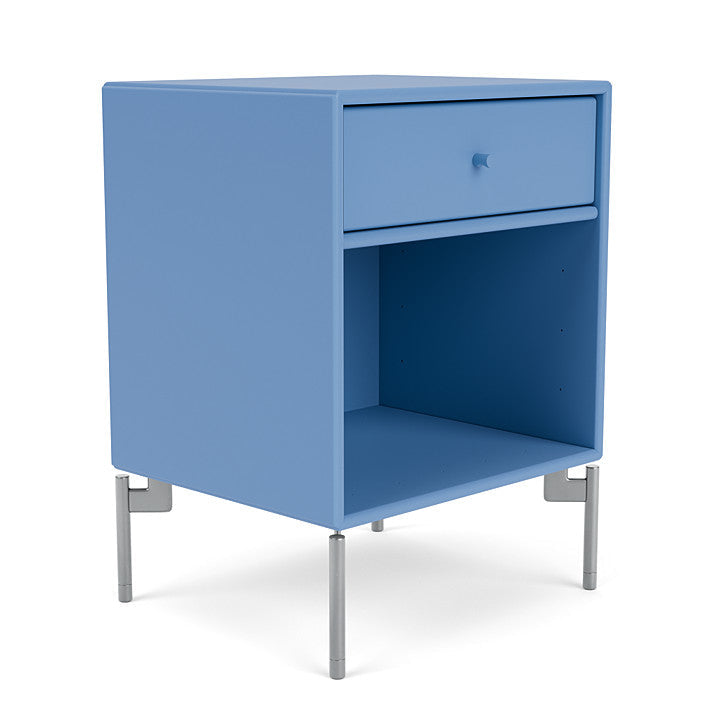 Montana Dream Nightstand With Legs, Azure Blue/Matt Chrome