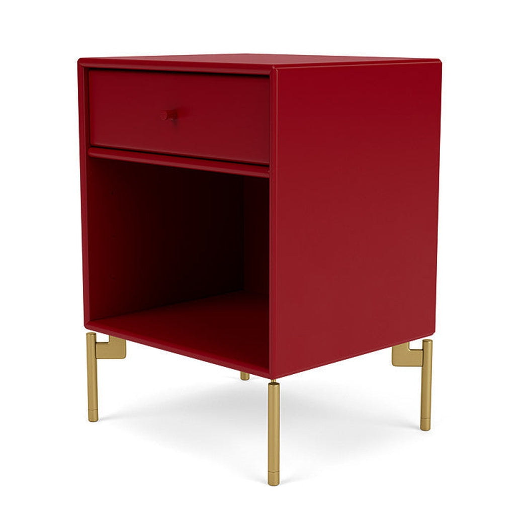 Montana Dream Nightstand With Legs, Beetroot/Brass