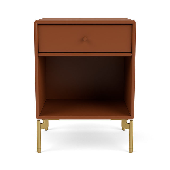 Montana Dream Nightstand With Legs, Hazelnut/Brass