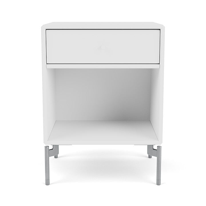 Montana Dream Nightstand s nohama, nový bílý/matný Chrome