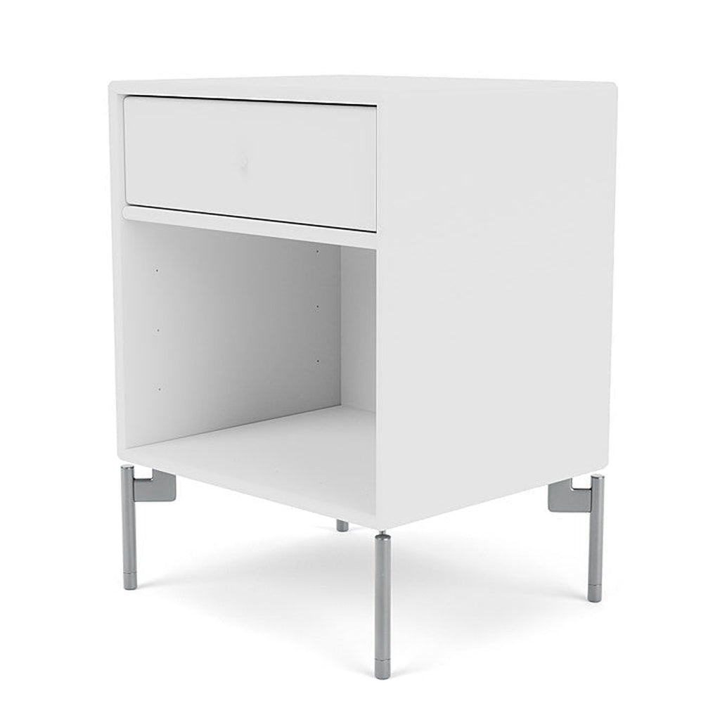 Montana Dream Nightstand With Legs, New White/Matt Chrome