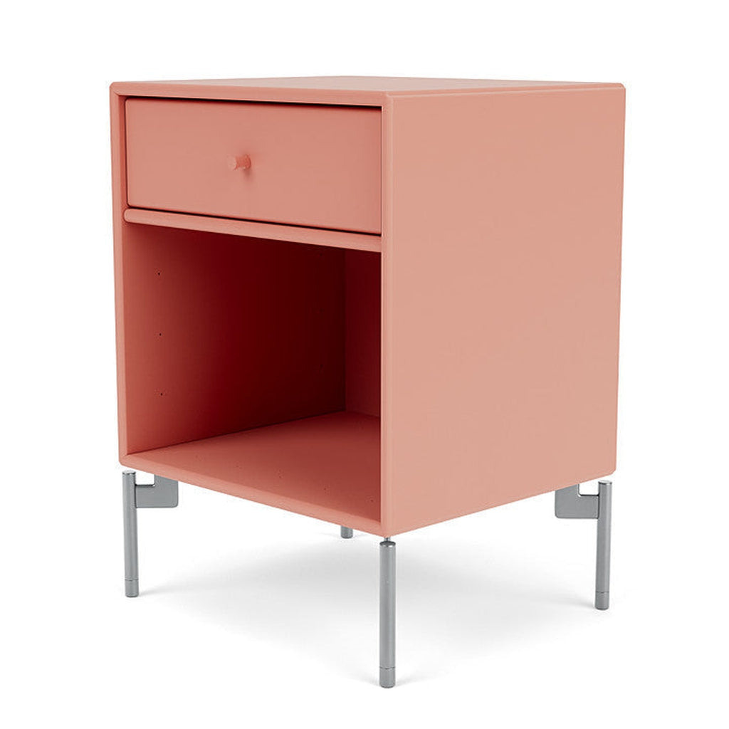 Montana Dream Nightstand With Legs, Rhubarb/Matt Chrome