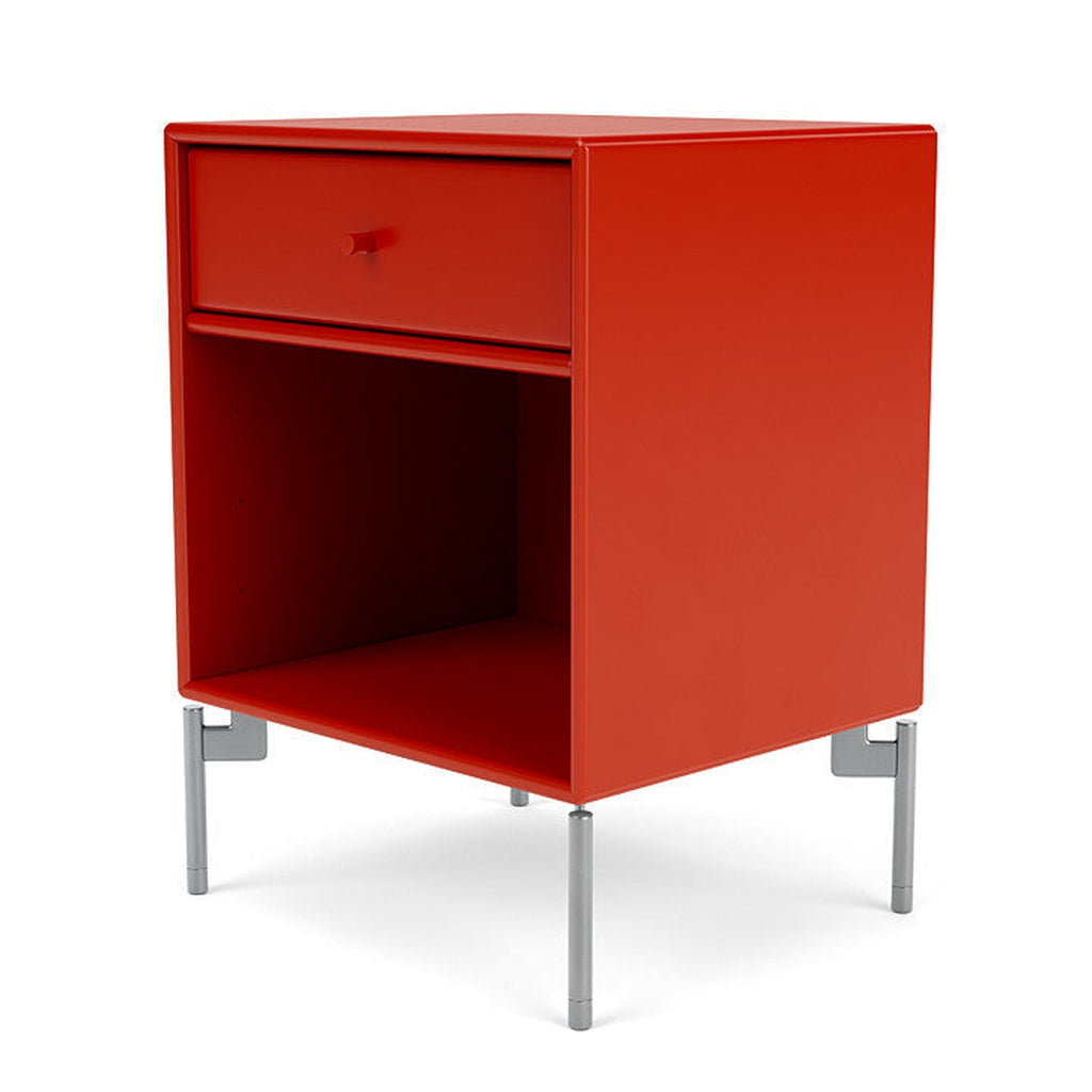 Montana Dream Nightstand With Legs, Rosehip/Matt Chrome