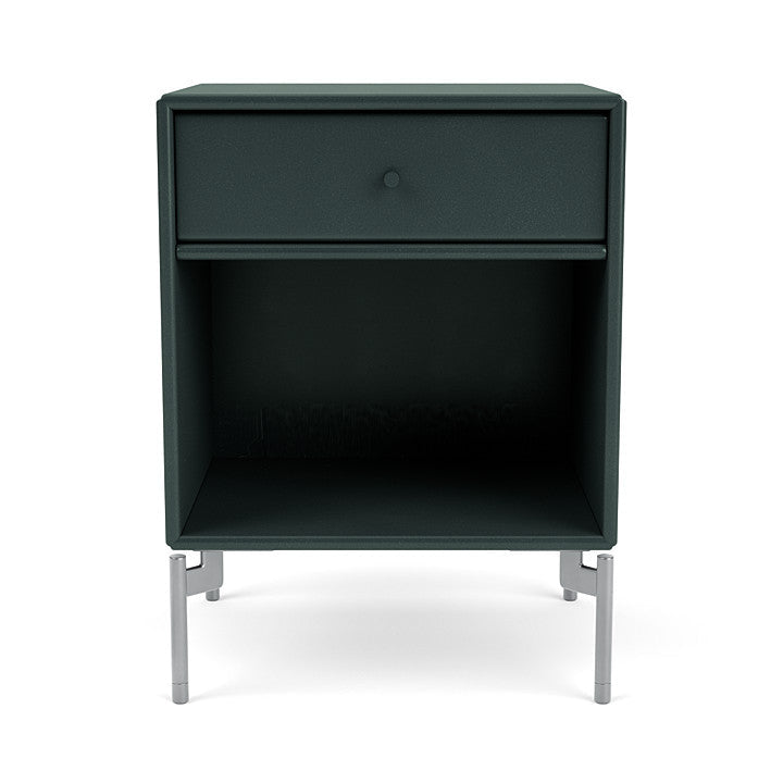 Montana Dream Nightstand With Legs, Black Jade/Matt Chrome