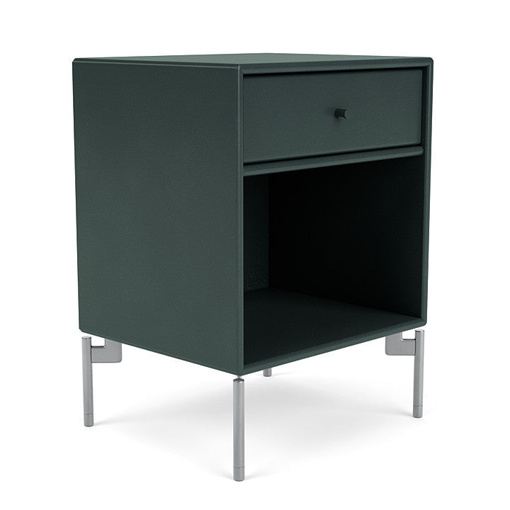 Montana Dream Nightstand With Legs, Black Jade/Matt Chrome