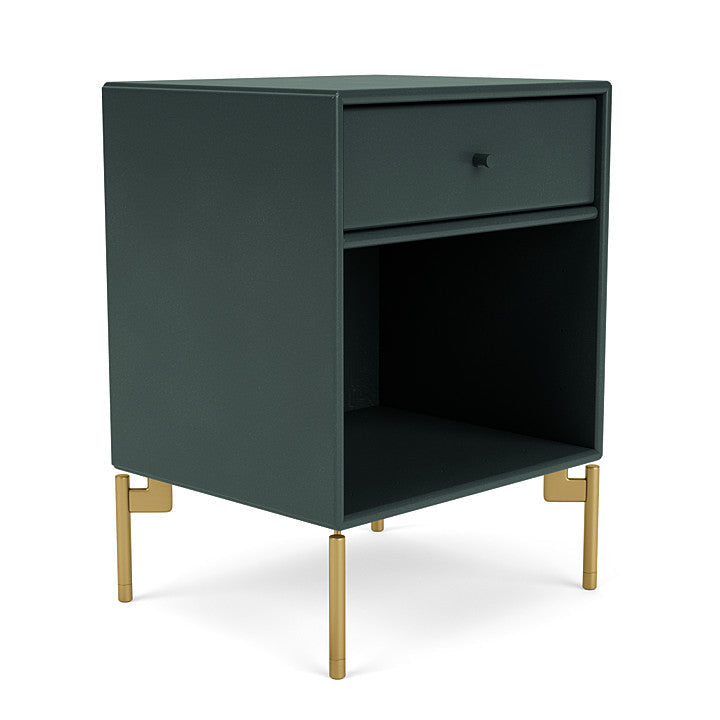 Montana Dream Nightstand With Legs, Black Jade/Brass