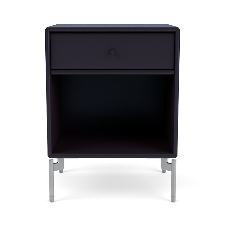 Montana Dream Nightstand With Legs, Shadow/Matt Chrome