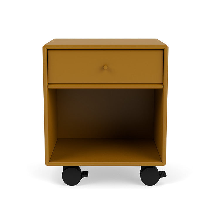 Montana Dream Nightstand With Castors, Amber Yellow