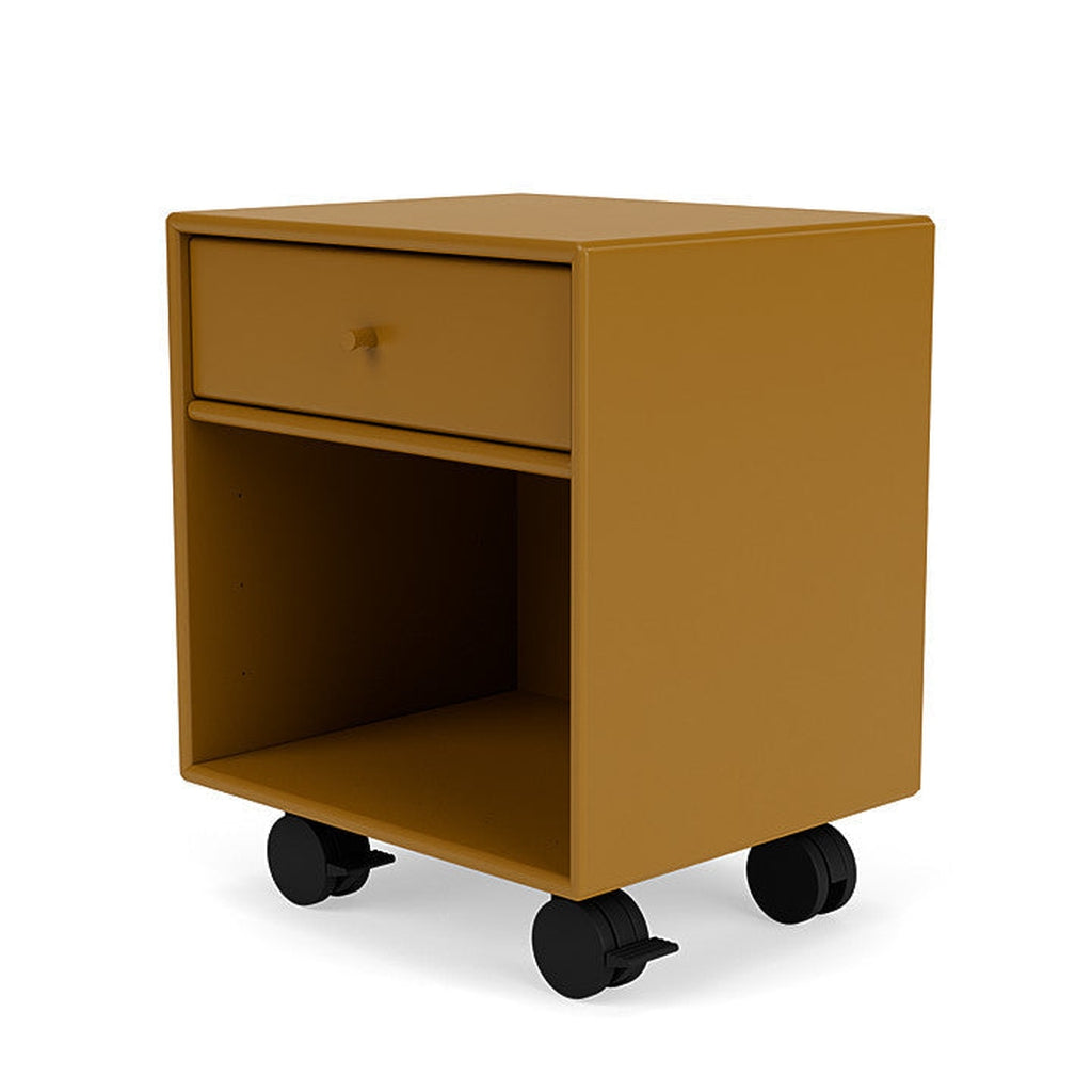 Montana Dream Nightstand With Castors, Amber Yellow