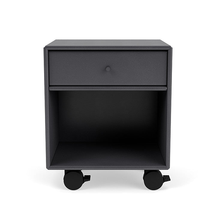 Montana Dream Nightstand With Castors, Carbon Black