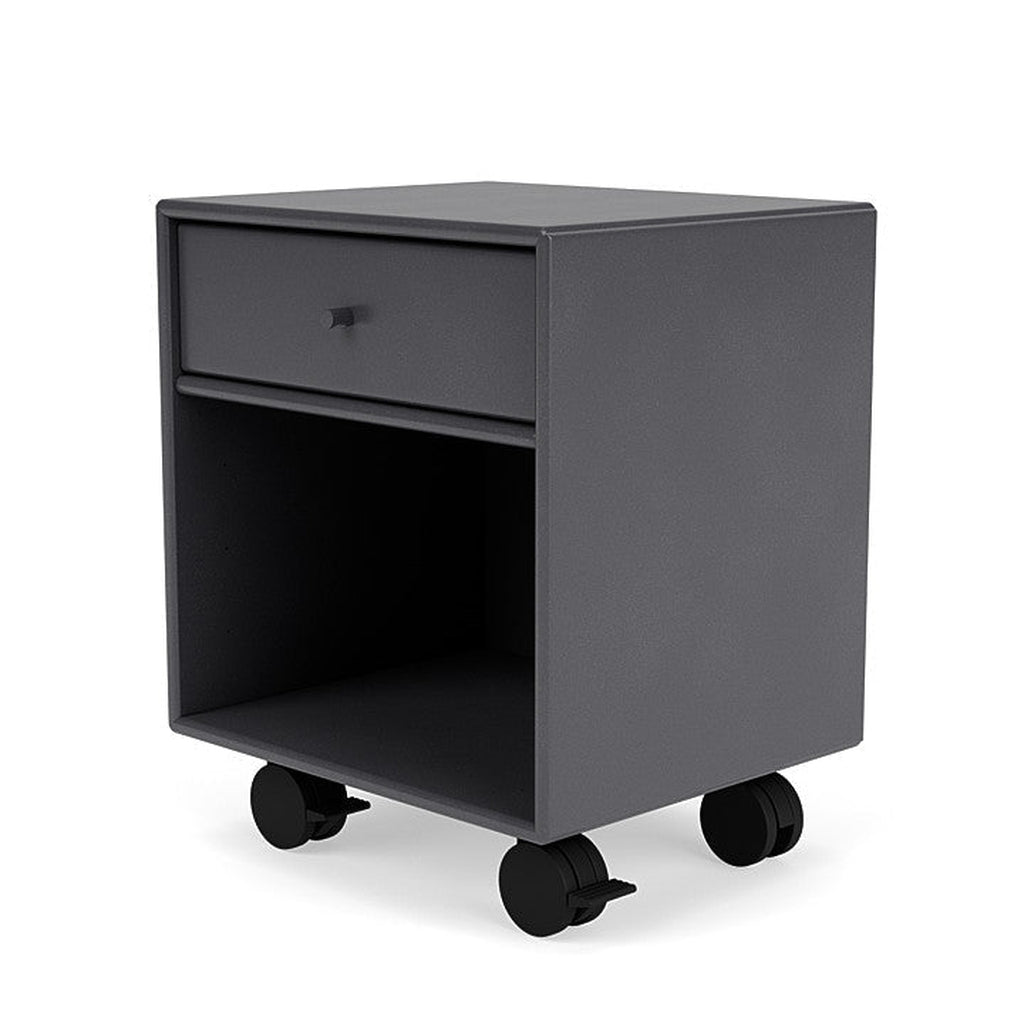 Montana Dream Nightstand With Castors, Carbon Black