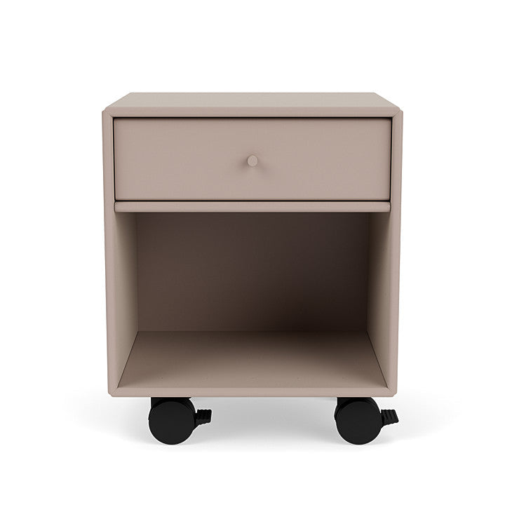 Montana Dream Nightstand With Castors, Mushroom Brown