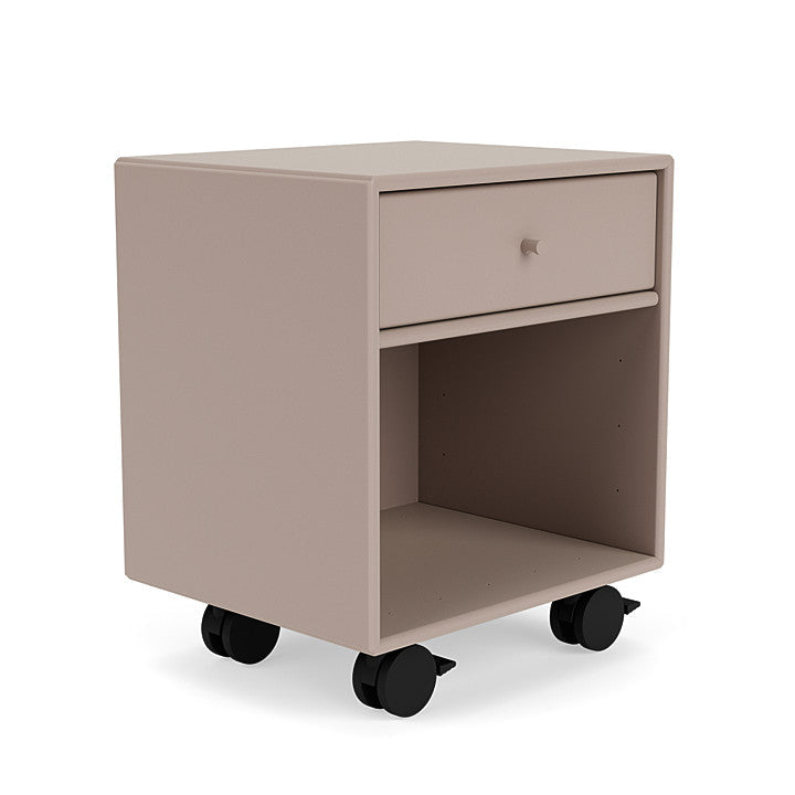 Montana Dream Nightstand With Castors, Mushroom Brown