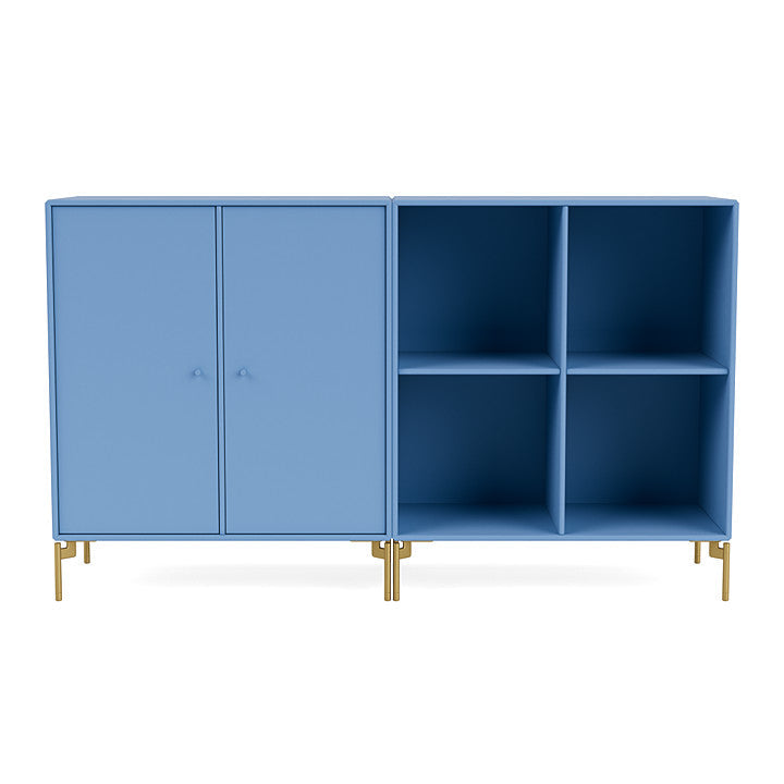 Montana Pair Classic Sideboard With Legs, Azure Blue/Brass