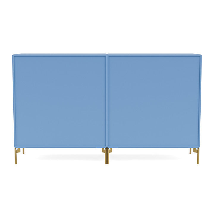 Montana Pair Classic Sideboard With Legs, Azure Blue/Brass