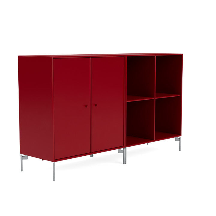 Montana Pair Classic Sideboard With Legs, Beetroot/Matt Chrome