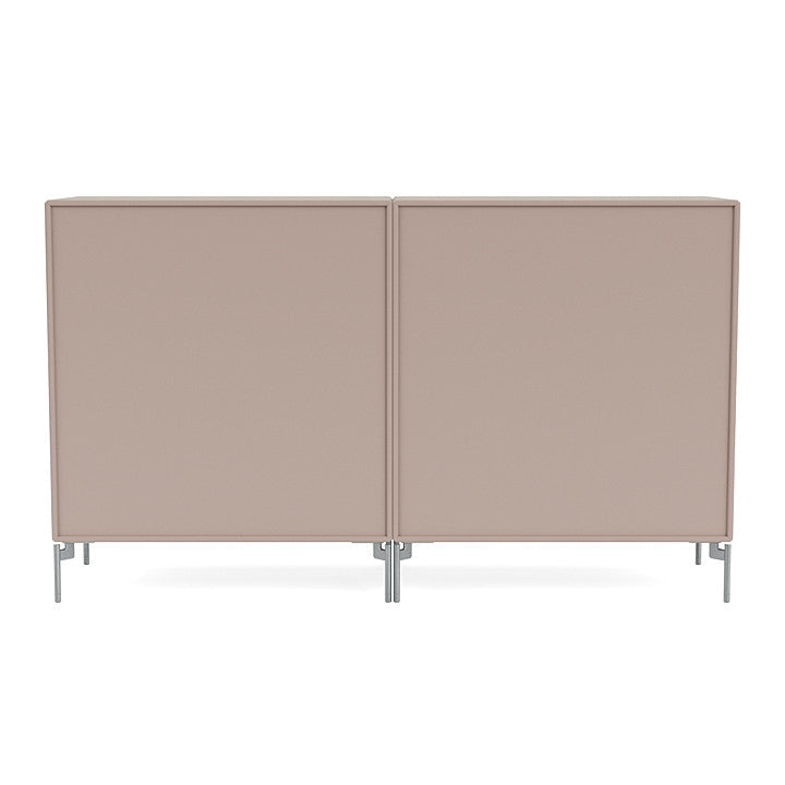 Montana Pair Classic Sideboard With Legs, Mushroom Brown/Matt Chrome