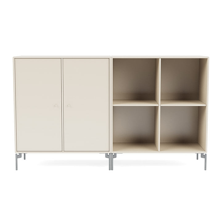 Montana Pair Classic Sideboard With Legs, Oat/Matt Chrome