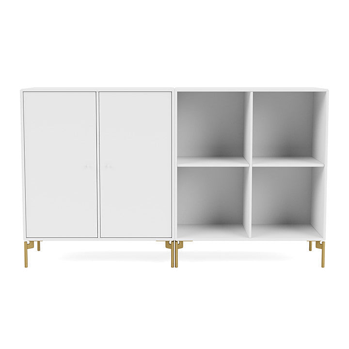 Montana Pair Classic Sideboard With Legs, Snow White/Brass