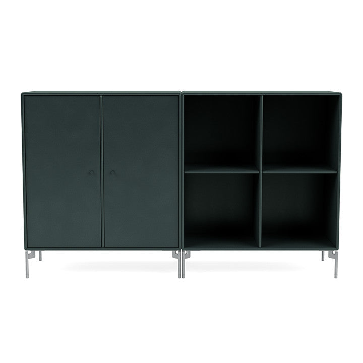 Montana Pair Classic Sideboard With Legs, Black Jade/Matt Chrome