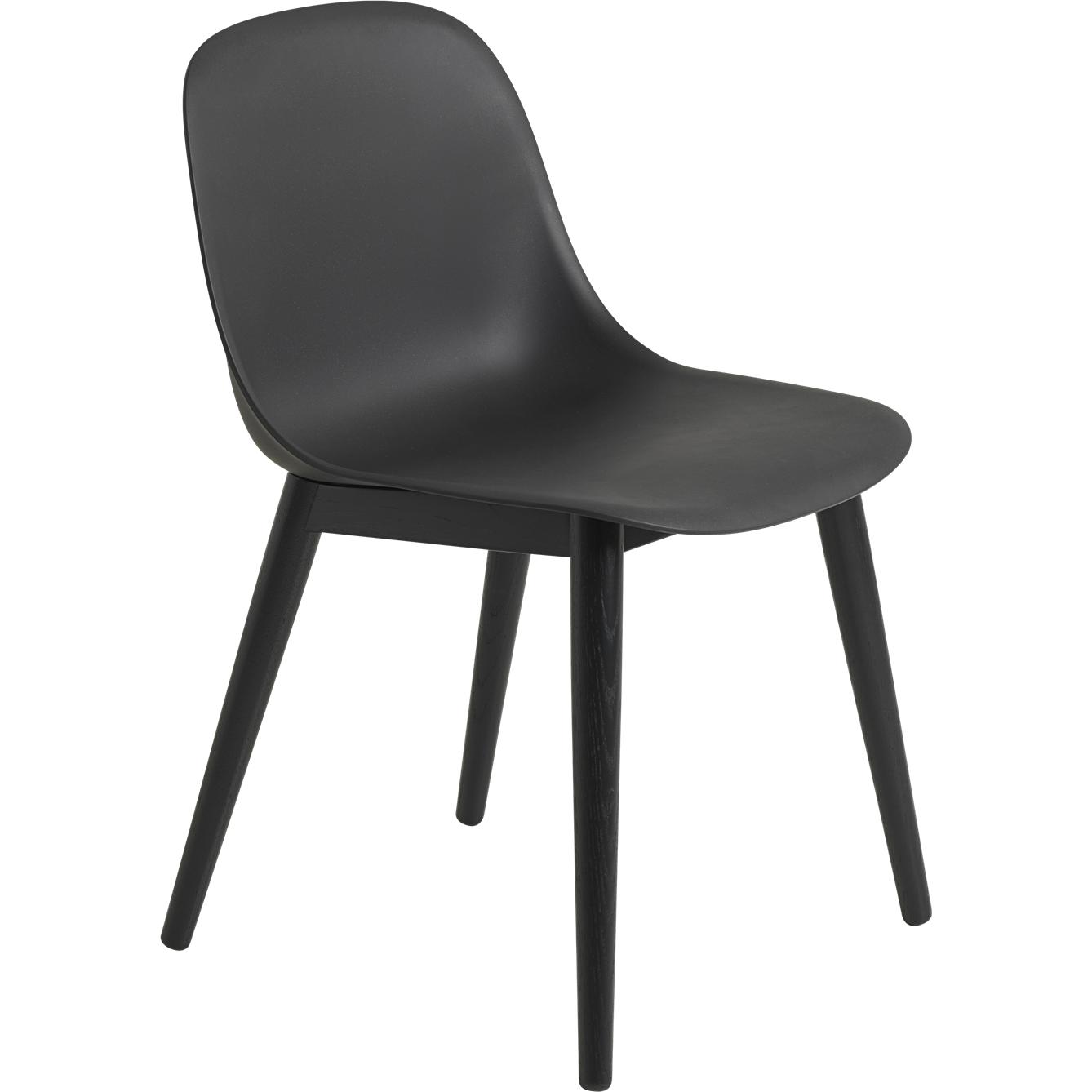 Muuto Fiber Side Chair Wooden Legs, Fiber Seat, Black