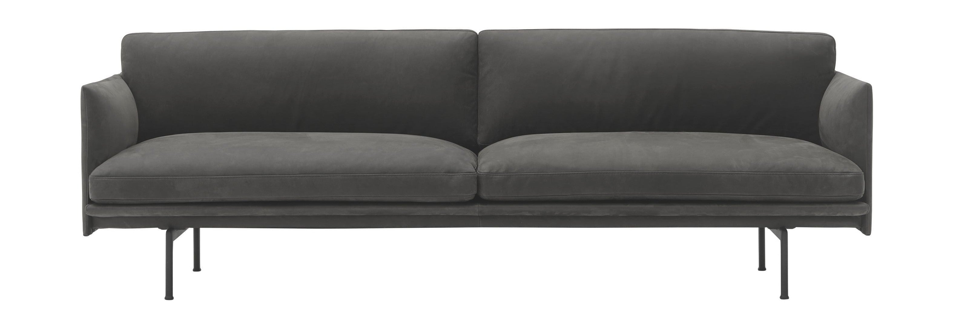 Outline Outline Sofa 3 Seater Grace Leather, Grey/Black
