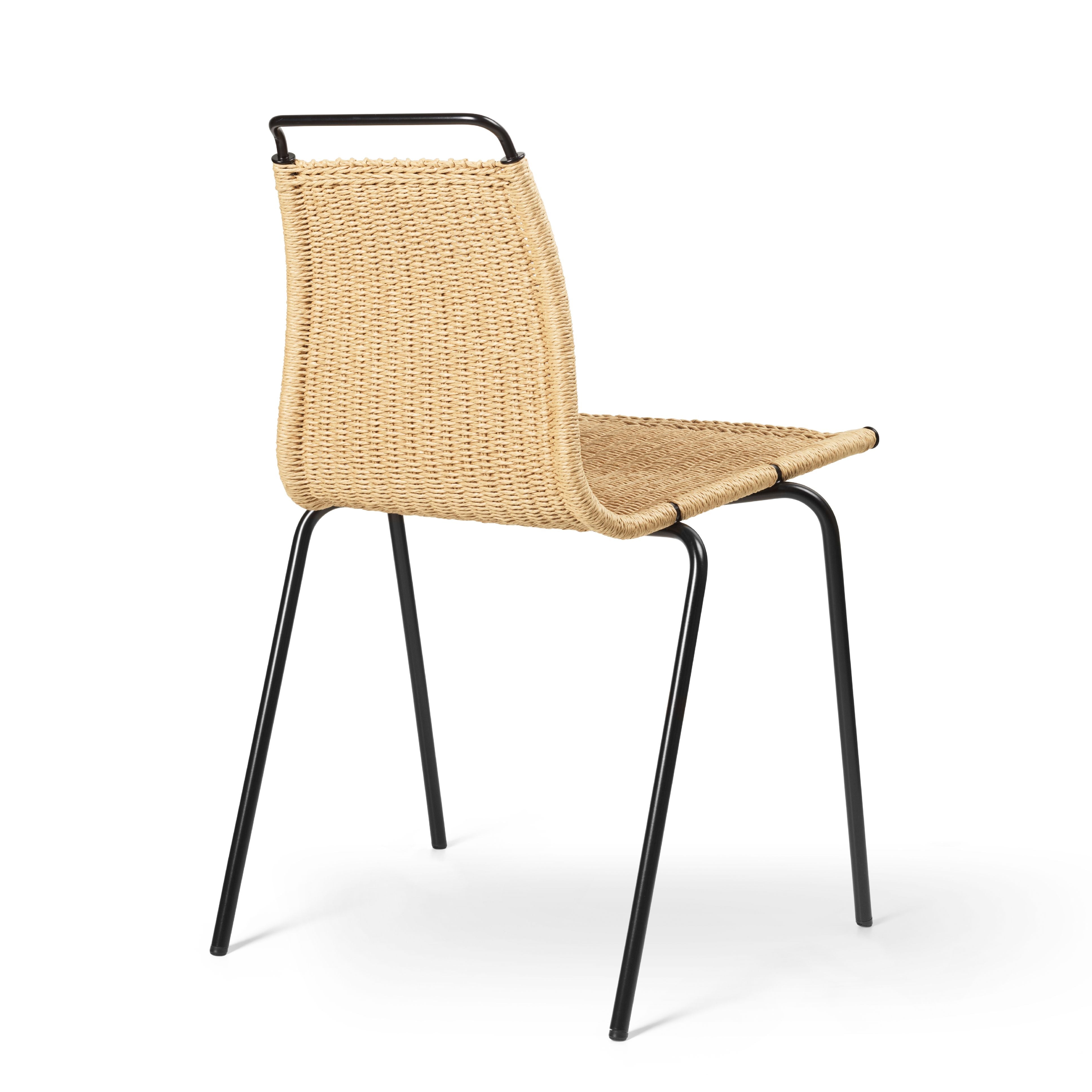 Židle Carl Hansen PK1, ocel/přírodní papírový šňůra potažená černým práškem