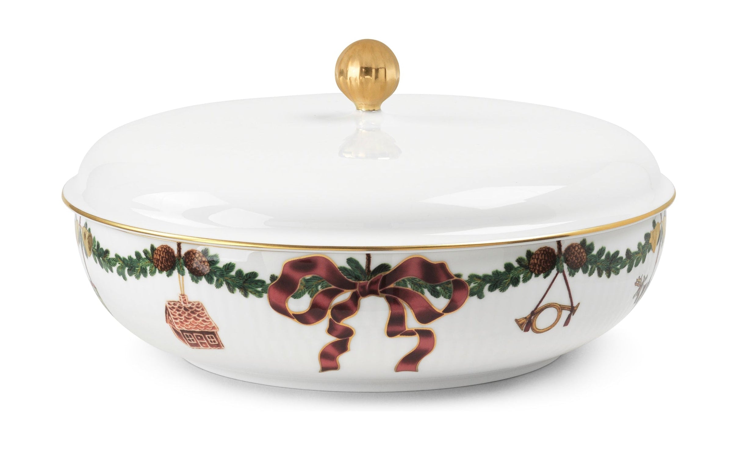 Royal Copenhagen Star Fluted Christmas Serving Bowl With Lid, 21 Cm