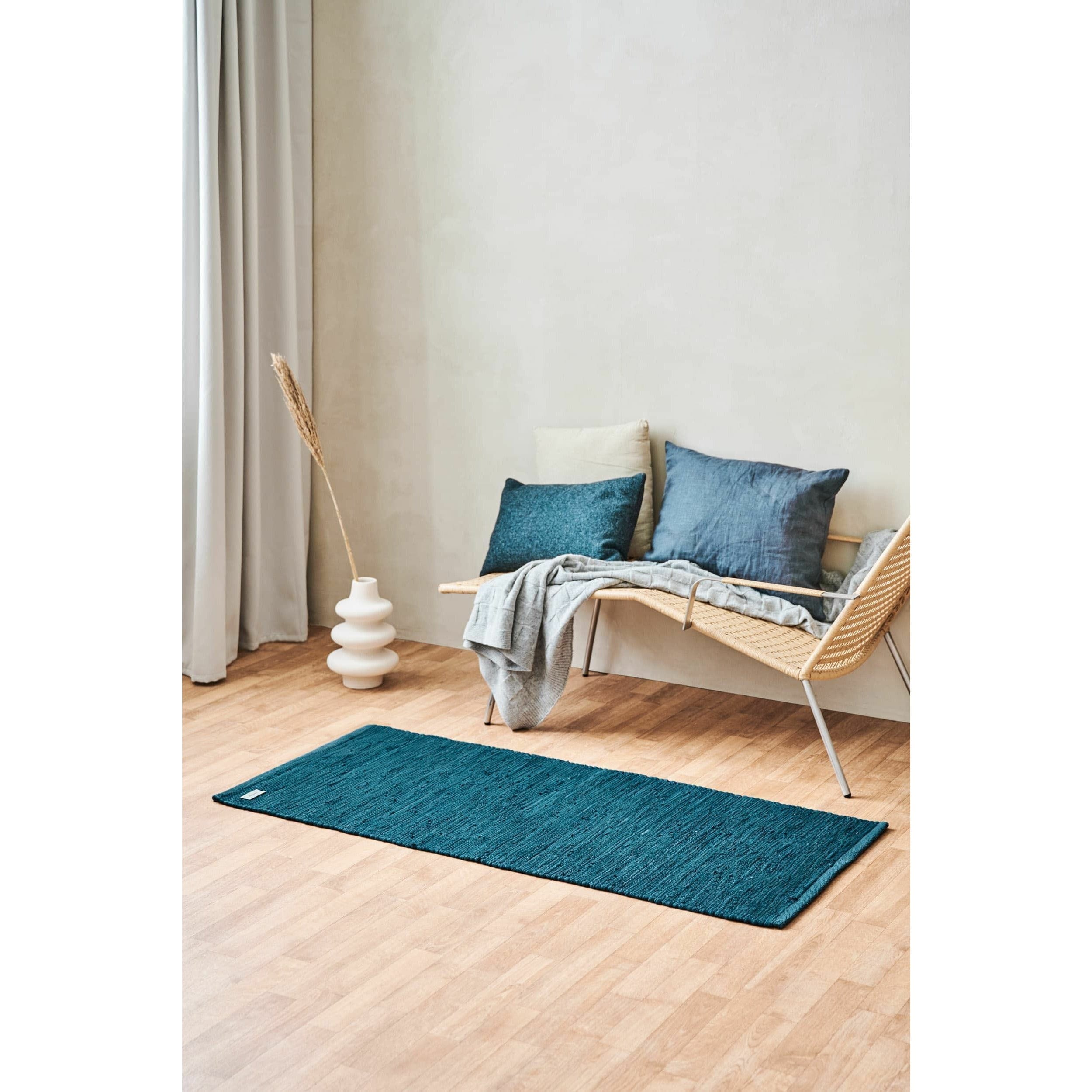 Koberec s pevným bavlněným koberec 60 x 90 cm, petrolej