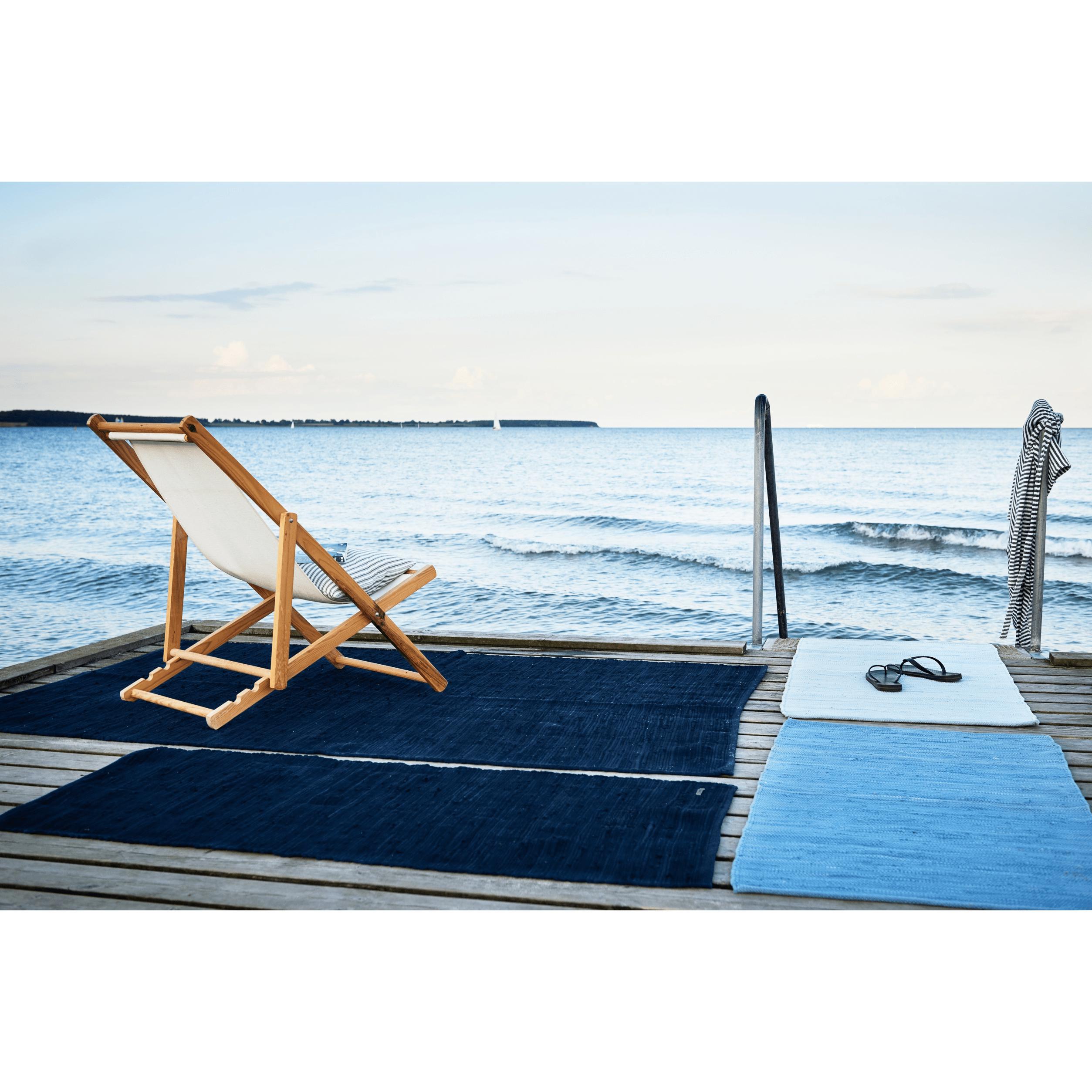 Koberec pevný bavlněný koberec hluboký oceán modrá, 140 x 200 cm