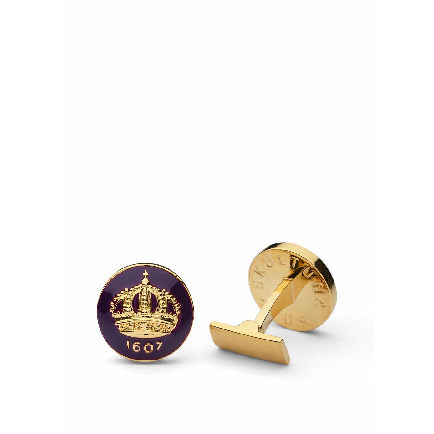 Skultuna Crown Gold Cufflink Ø1,7 cm, palatine fialová