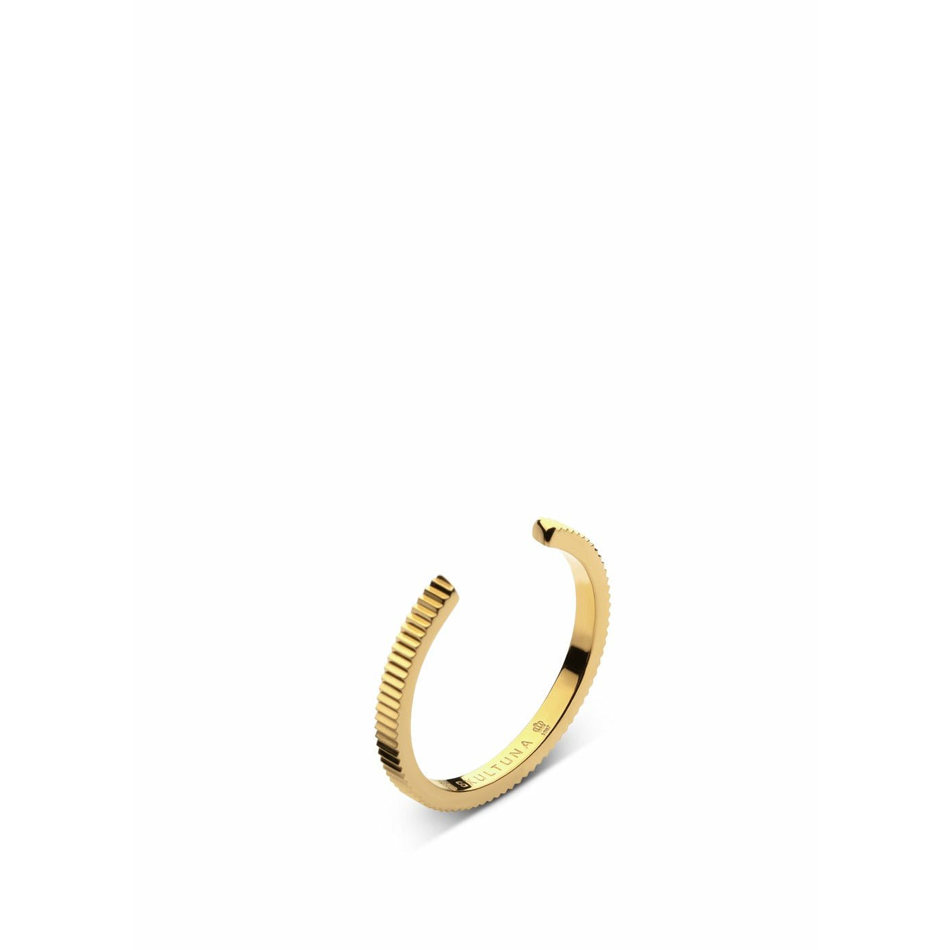 Skultuna žebrované tenké prsten malé 316 l ocelové zlaté pokovené, Ø1,6 cm