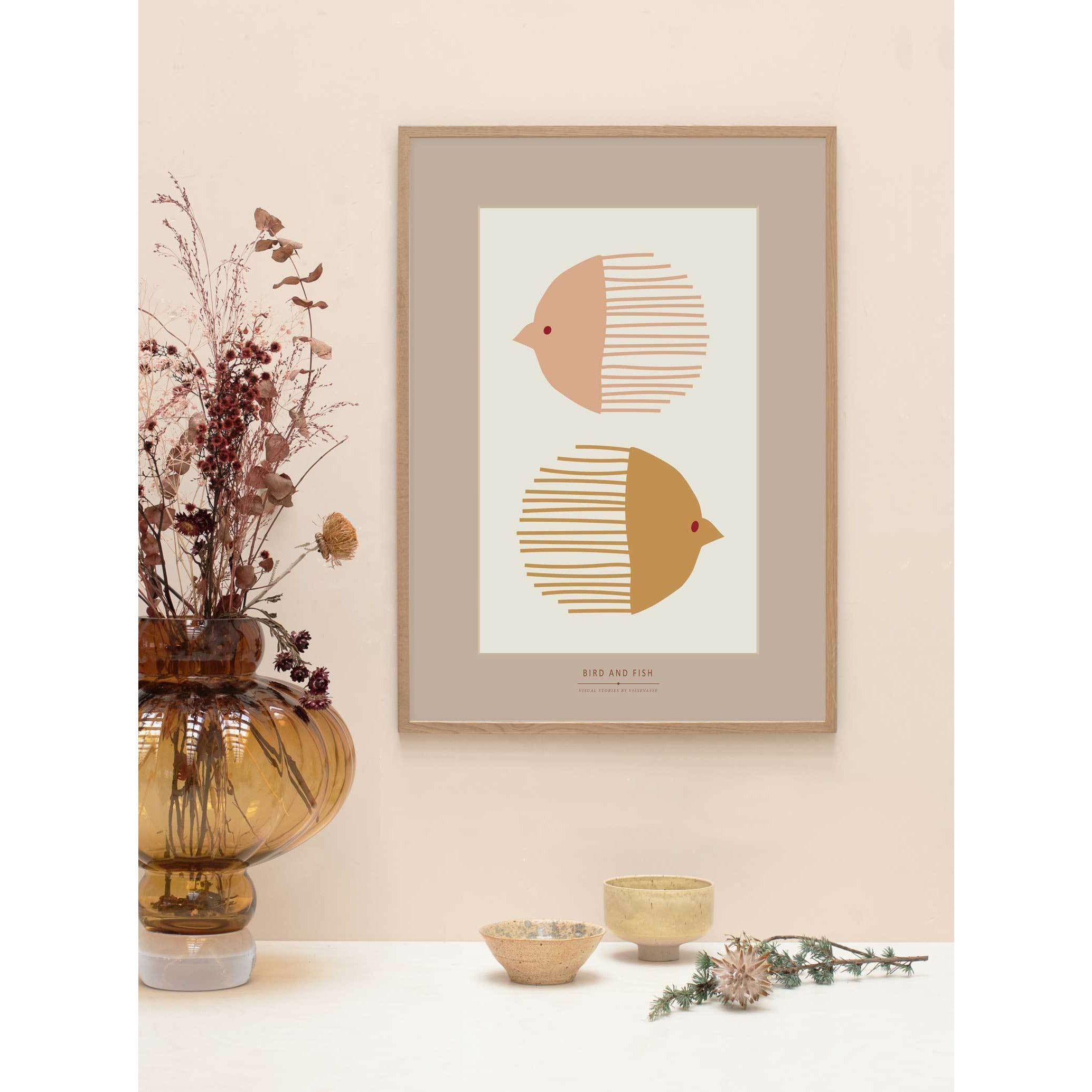 Vissevasse Bird And Fish Poster, 50 X70 Cm