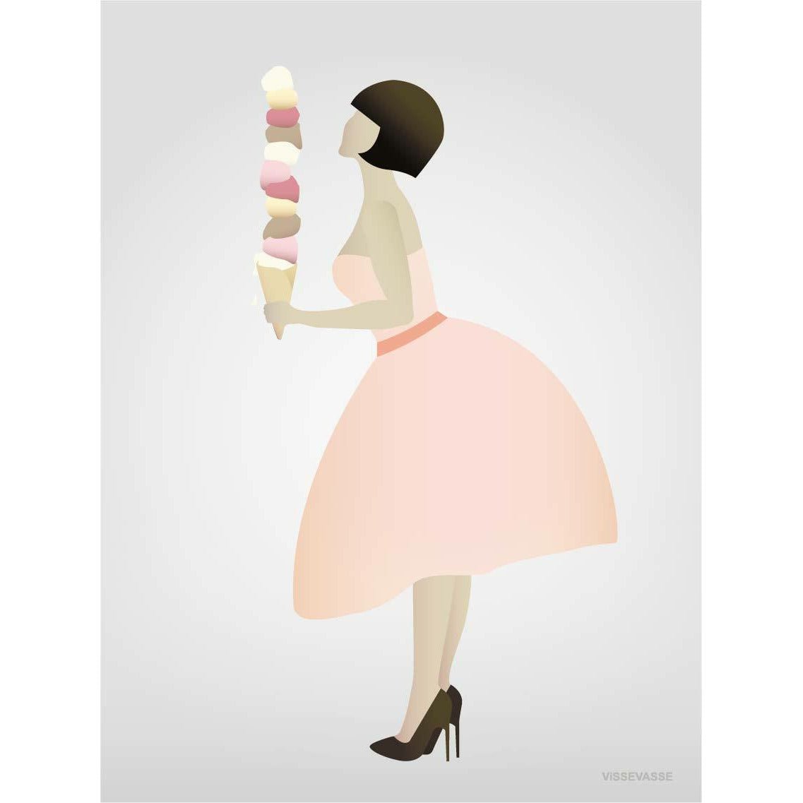 Vissevasse Ice Cream Lady Poster, 30 X40 Cm